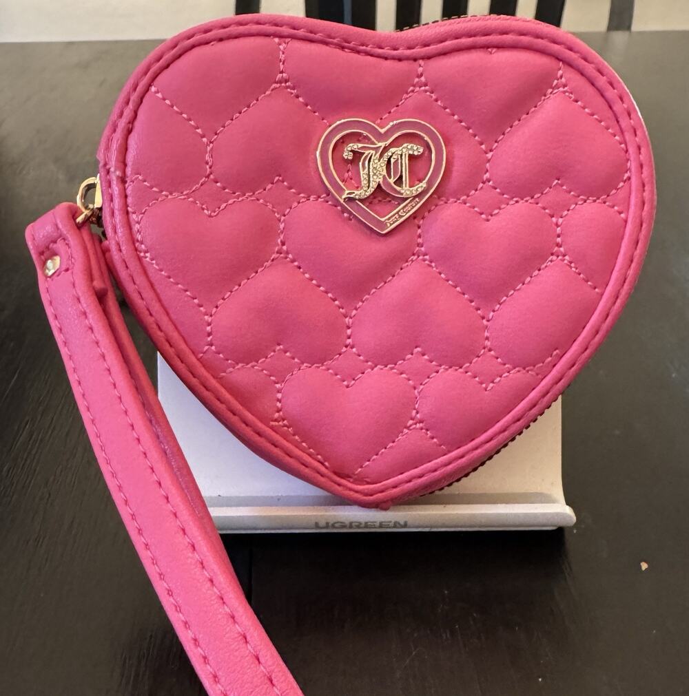 Juicy Couture Pink Heart Shaped Zip Around Wristlet Coin Purse